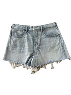 Women's Pilcro Anthropologie Light Blue Distressed Frayed Denim Shorts Size 31